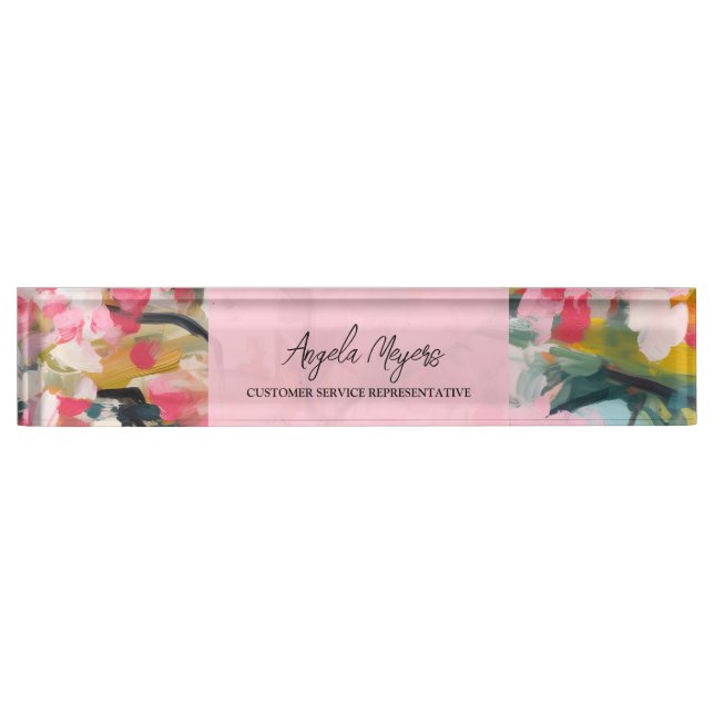 Modern Botanical Abstract Floral Personalized Nameplate (Front)