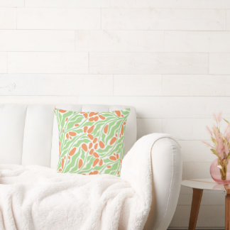Modern Botanical Abstract Throw Pillow | Green