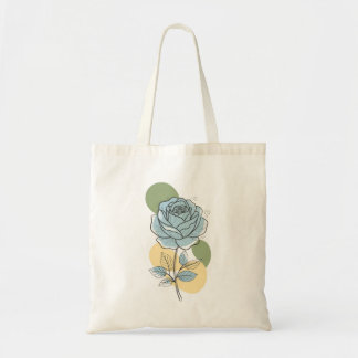 Modern Botanical Aesthetic - Blue Rose Line Art Tote Bag