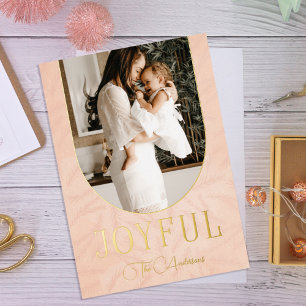 Modern Botanical Arch Joyful Photo Foil Holiday Postcard
