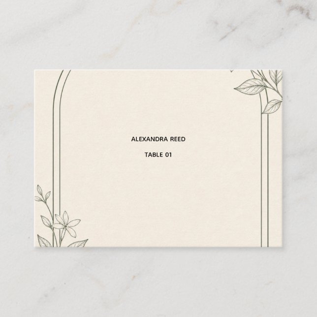 Modern Botanical Arch Wedding Place Card (Front)