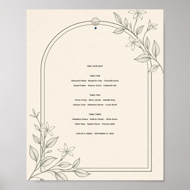 Modern Botanical Arch Wedding Seating Chart (Front)