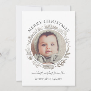 Modern Botanical Baby Christmas Photo