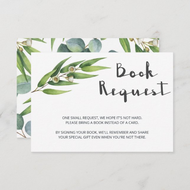 Modern Botanical Baby Shower Book Request Card (Front/Back)