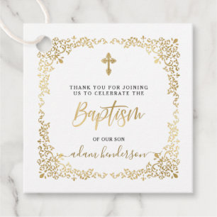 Modern Botanical Baptism Thank You Favour Tags