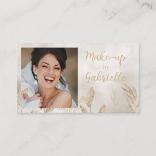 Modern Botanical Beige Boho Photo Script  Business Card