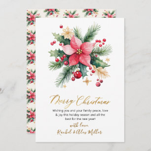 Modern Botanical Berries Non Photo Christmas Holiday Card