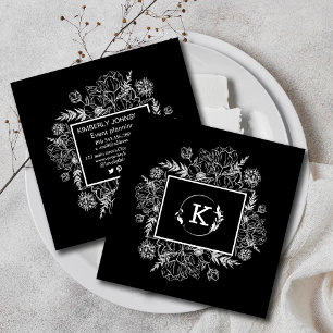 Modern Botanical Black White Business Card