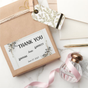 Modern Botanical Black& White Wedding Rectangular Sticker