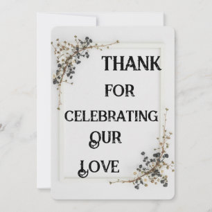 Modern Botanical Black&White wedding Thankyou Card