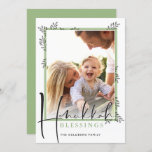 MODERN BOTANICAL blessings frame black green Holiday Card<br><div class="desc">by kat massard >>> www.simplysweetPAPERIE.com <<< An elegant, simple botanical photo design. Maximum area to display your beautiful family too! TIPS 1. To resize / reposition the photo hit the "customise it" button. 2. You can also change the fonts, move and add more text! NEED HELP GETTING YOUR PHOTO TO...</div>
