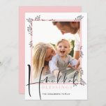 MODERN BOTANICAL blessings frame black pink Holiday Card<br><div class="desc">by kat massard >>> www.simplysweetPAPERIE.com <<< An elegant, simple botanical photo design. Maximum area to display your beautiful family too! TIPS 1. To resize / reposition the photo hit the "customise it" button. 2. You can also change the fonts, move and add more text! NEED HELP GETTING YOUR PHOTO TO...</div>