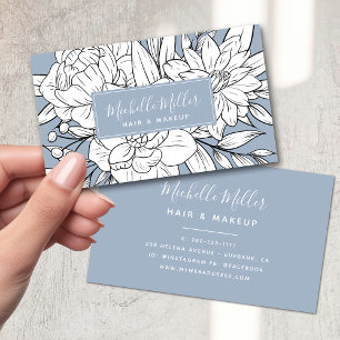 Modern Botanical Blue Script   Business Card