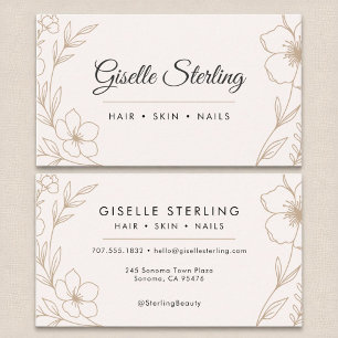 Modern Botanical Blush and Black Name Typography Business Card