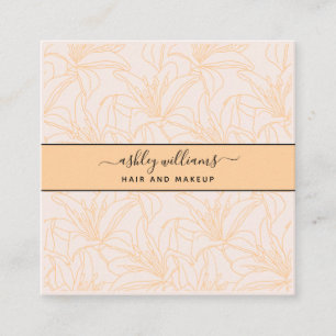 Modern Botanical Blush Black Script Name Square Business Card