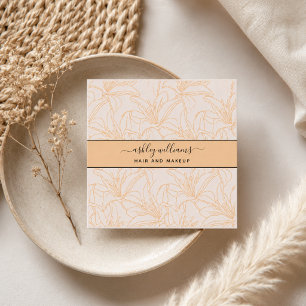 Modern Botanical Blush Black Script Name Square Business Card