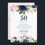 Modern Botanical Blush & Navy Floral 50th Birthday Invitation<br><div class="desc">Modern Botanical Blush & Navy Floral 50th Birthday Invitation

See matching collection in Niche and Nest Store</div>