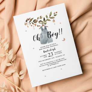 Modern Botanical Boho Boy Baby Shower Invitation