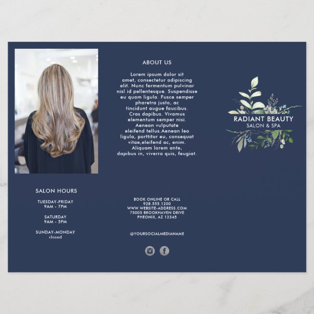 Modern Botanical Business Tri-fold Brochure (Front)