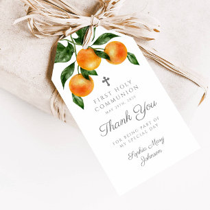 Modern Botanical Citrus Thank You First Communion Gift Tags
