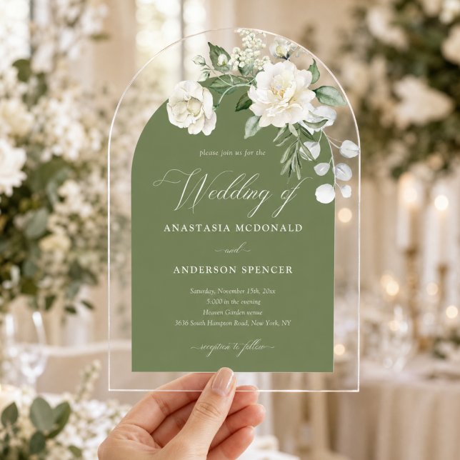 Modern Botanical Clear Acrylic Wedding  Invitations (Creator Uploaded)