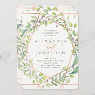 Modern Botanical   Copper Look Wedding Invitation
