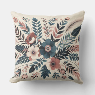 Modern botanical cream floral art cushion