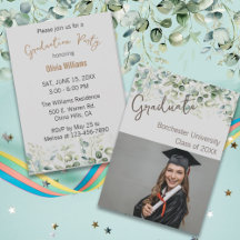 Modern Botanical Custom Details Graduation Party