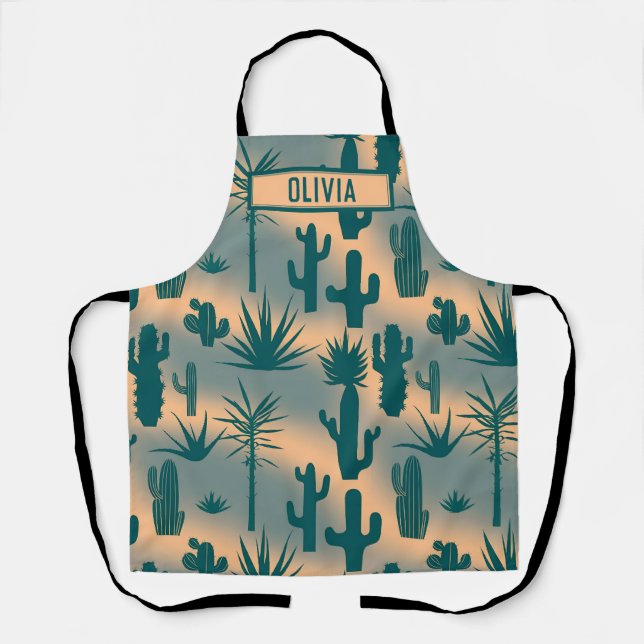 Modern Botanical Desert Greenery Apron (Front)