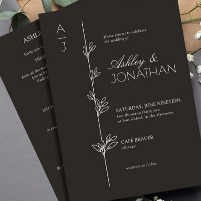 Modern Botanical Divider Wedding All-in-One Invitation (Creator Uploaded)