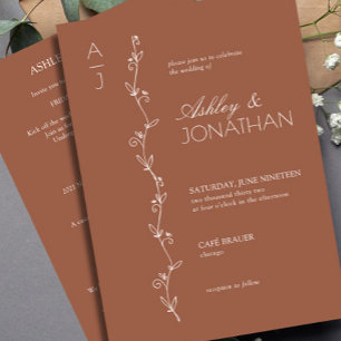 Modern Botanical Divider Wedding Clay All-in-One Invitation
