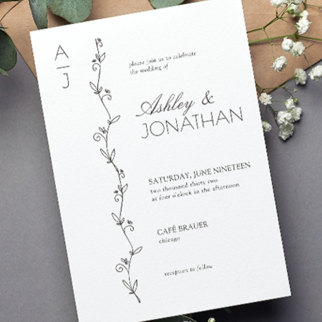 Modern Botanical Divider Wedding Invitation (Creator Uploaded)