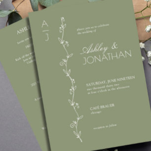 Modern Botanical Divider Wedding Sage All-in-One Invitation