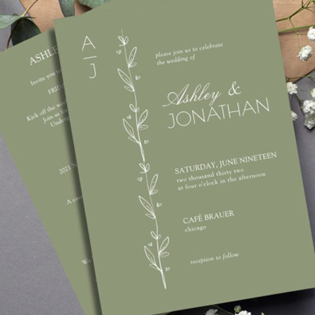 Modern Botanical Divider Wedding Sage All-in-One Invitation (Creator Uploaded)