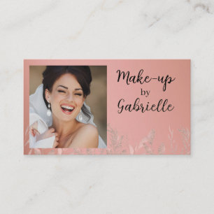 Modern Botanical Dusty Rose Boho Photo QR Code  Business Card