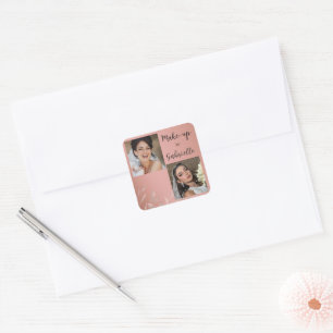 Modern Botanical Dusty Rose Boho Photo Script  Square Sticker