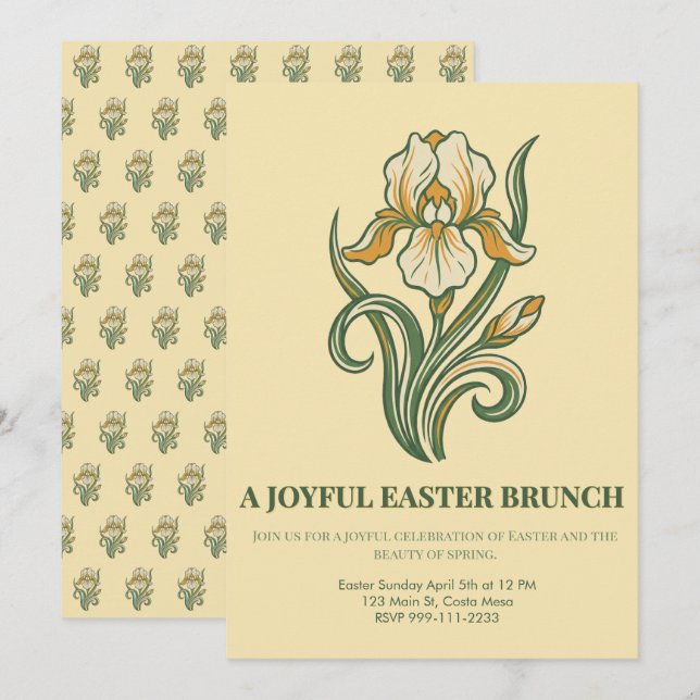 Modern Botanical Easter Blessings Invitation (Front/Back)