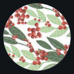 Modern Botanical Elegance Christmas Classic Round Sticker<br><div class="desc">Enchanted Evergreen Elegance Christmas _____________________________ ***this design is part of a collection*** 🌿✨ Introducing "Enchanted Evergreen Elegance: A Botanical Christmas Holiday" collection! Embrace the magic of the season with my exquisite array of modern and elegant holiday delights, inspired by the timeless beauty of nature. Spread joy, share love, and make...</div>