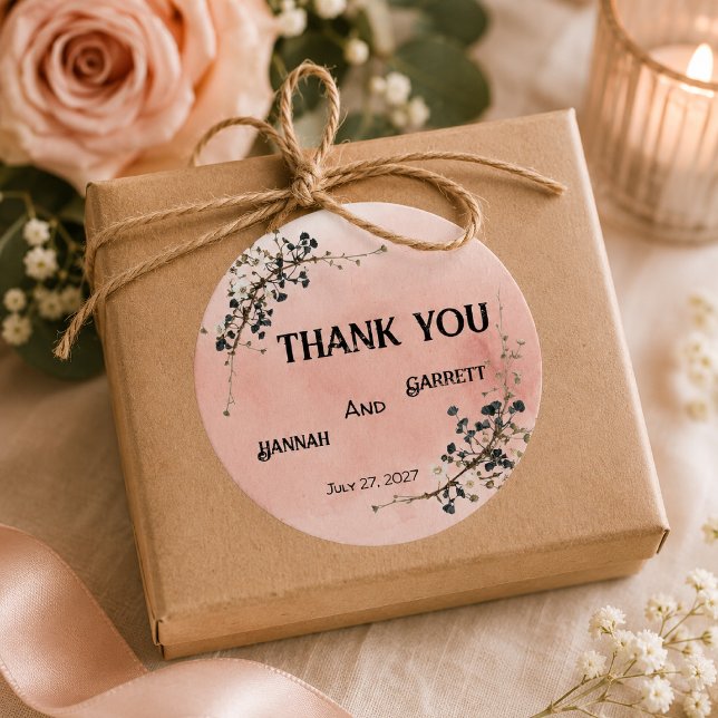 Modern Botanical Elegance Wedding Classic Round Sticker (Creator Uploaded)