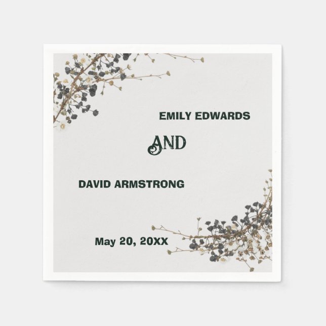 Modern Botanical Elegance Wedding Napkins (Front)