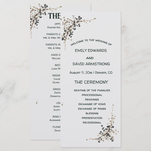 Modern Botanical Elegance Wedding Program (Front/Back)