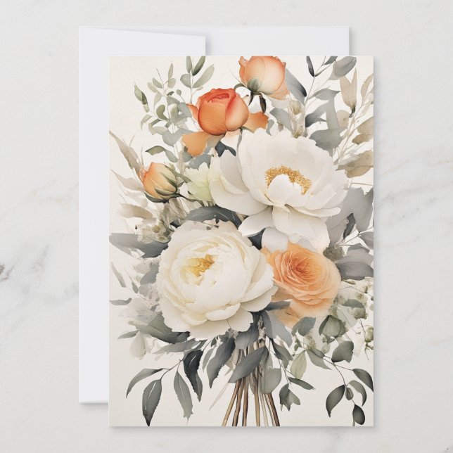 Modern Botanical Elegant  Wedding Invitation (Back)