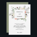 modern botanical engagement party invitation<br><div class="desc">A beautiful modern botanical design engagement party invitation with a white background and co-ordinating sage green reverse side. Subtle hues of peach, burgundy, ivory with greenery accents make this a fresh and modern design. Easy to personalize the information with your own details for a professional and custom finish. Lots of...</div>