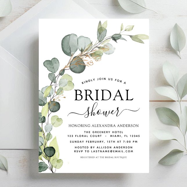 Modern Botanical Eucalyptus Boho Bridal Shower Invitation (Creator Uploaded)