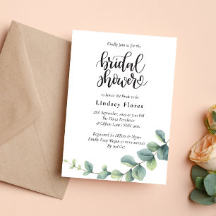 Modern Botanical Eucalyptus Boho Bridal Shower Invitation