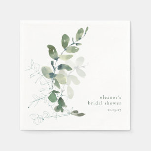 Modern Botanical Eucalyptus Custom Bridal Shower Napkin