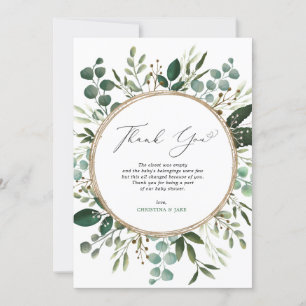 Modern Botanical Eucalyptus Greenery Baby Shower Thank You Card