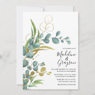 Modern Botanical Eucalyptus Greenery Wedding Invitation