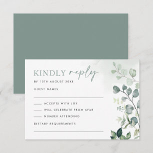 Modern Botanical Eucalyptus Greenery Wedding RSVP Card