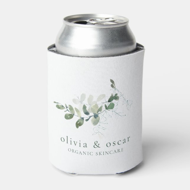 Modern Botanical Eucalyptus Minimalist Business Can Cooler (Can Front)